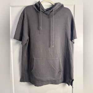 Good hYOUman Gray Short Sleeve Hoodie raw hem family